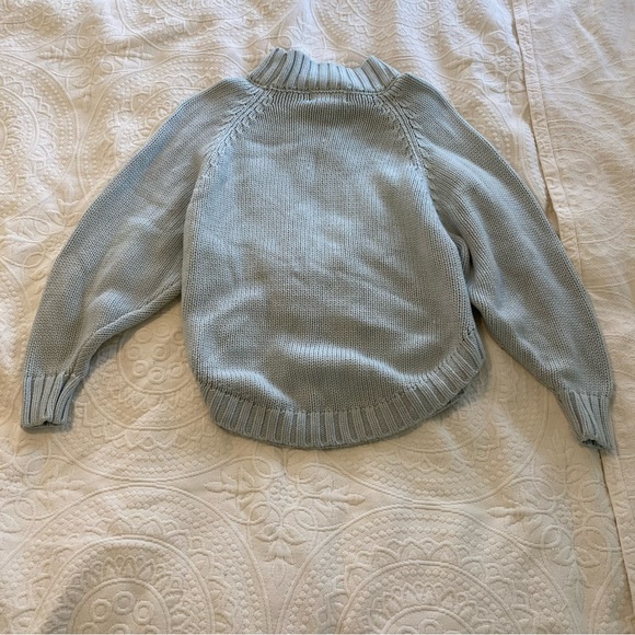 Nanette Lepore XS Sea Foam Green Mock Neck Cable Knit Sweater Wool Cashmere - Picture 5 of 7